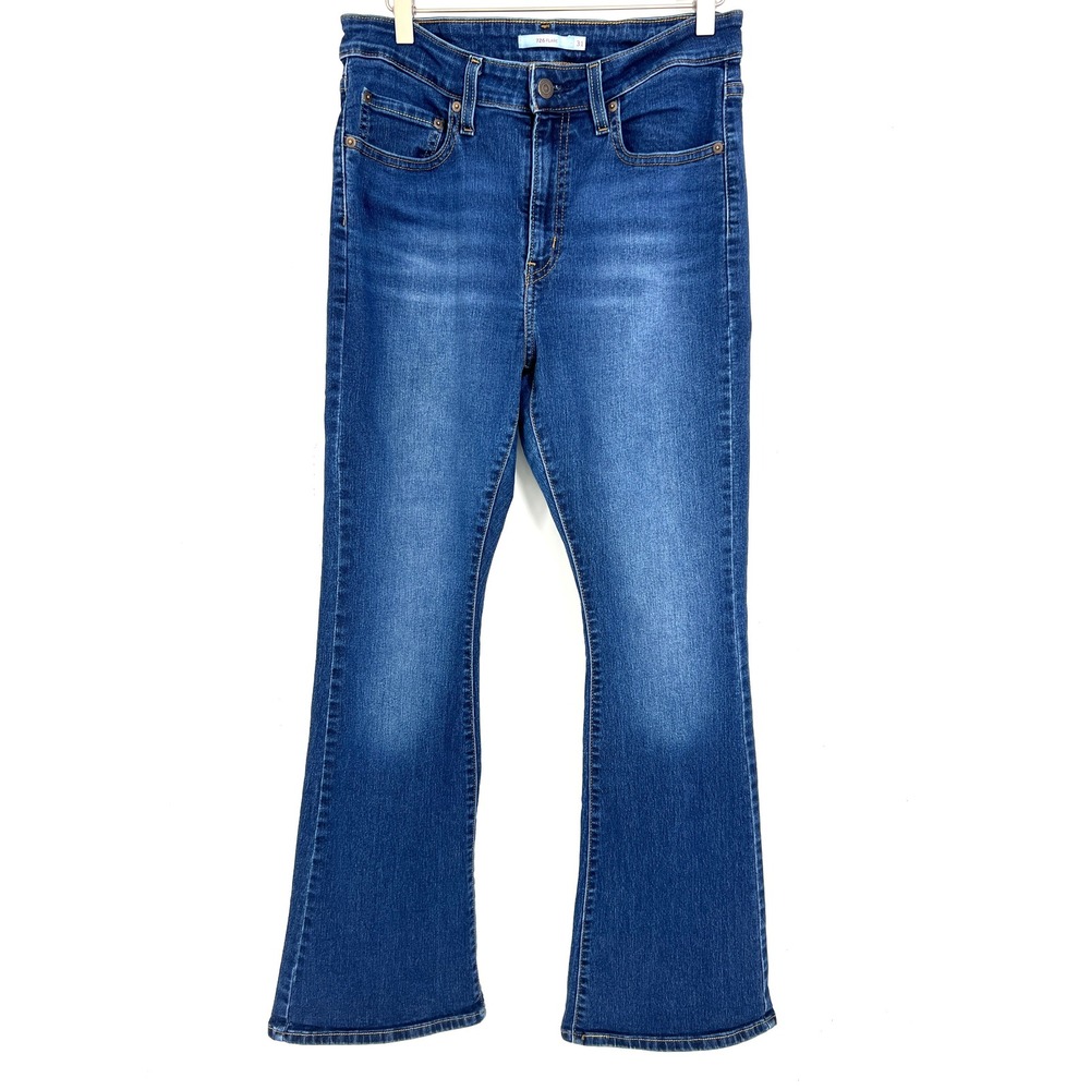 Levis 726 High Rise Flare Jeans Womens 31x32 Blue Denim A3410-0081 Stretch